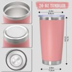 20 oz Tumbler Coffee Travel Tumblers Bulk with Lid Stainless Steel Double Wall Vacuum Insulated Mug Powder Coated Cups fit Car Cupholder for Hot and Cold - Pink, 1Pack - Image 4