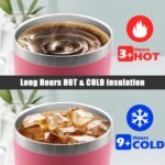 20 oz Tumbler Coffee Travel Tumblers Bulk with Lid Stainless Steel Double Wall Vacuum Insulated Mug Powder Coated Cups fit Car Cupholder for Hot and Cold - Pink, 1Pack - Image 5