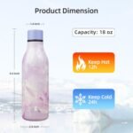 Insulated Water Bottle with Strap,18 oz Double Wall Stainless Steel Vacuum Bottles Metal Water Flask,Dawn - Image 3
