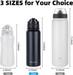 Oldley Insulated Water Bottle 20oz Water Bottles with Straw, Stainless Steel Water Bottle with 3 Lids, Double Wall Vacuum Bottles for Adult Kids, Sports Bottles for School Travel, Black - Image 6