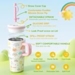 Kids 20 oz Tumbler with Handle, Leak-Proof Screw-On Lid with Removable Silicone Straw, Spill Proof, Reusable Stainless Steel Insulated Water Bottle, Gifts for Boys and Girls, Rainbow - Image 3