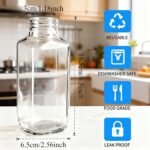 6Pack 16oz Glass Juice Bottles with Lids, Reusable Leakproof Drink Containers with Pour Spout, Glass Straws & Cleaning Brush for Juices, Smoothies, Milk and Beverages - Image 3