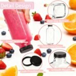 6Pack 16oz Glass Juice Bottles with Lids, Reusable Leakproof Drink Containers with Pour Spout, Glass Straws & Cleaning Brush for Juices, Smoothies, Milk and Beverages - Image 5