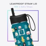 IRON °FLASK Kids Water Bottle - Straw Lid, 20 Name Stickers, Vacuum Insulated Stainless Steel, Double Walled Tumbler Travel Cup, Thermos Mug - Monsters Crew, 14 Oz - Image 3