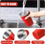 Mimorou 20 Pack 16 oz Stainless Steel Pint Cups Metal Cups Unbreakable Drinking Water Tumblers Stackable tumbler for Adults Bar Home Restaurant Travel Picnic Camping Outdoor(Red) - Image 4