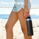 Insulated Water Bottle with Straw - Encool Stainless Steel Water Bottle with Push Button Lid, Leak-Proof & BPA-Free, Keeps Cold for 24 Hours for Sports, Travel, Gym (32 oz, Oil Black) - Image 3