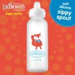 Dr. Brown's Milestones Narrow Sippy Bottle, 100% Silicone Soft Sippy Spout, 8oz/250mL, 6m+, Fox & Lion, 2 Pack - Image 3
