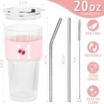 Initial Glass Cup with Straw and Lid,20oz Ribbed Glass Tumbler,Ice Tea Coffee Matcha Tumbler, Monogrammed Gifts for Sister Girlfriend Aunt,Unique Birthday Gifts,Personalized Mother Day Gift-M - Image 3