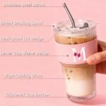 Initial Glass Cup with Straw and Lid,20oz Ribbed Glass Tumbler,Ice Tea Coffee Matcha Tumbler, Monogrammed Gifts for Sister Girlfriend Aunt,Unique Birthday Gifts,Personalized Mother Day Gift-M - Image 4