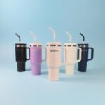 40 oz Tumbler with Handle and Straw - Insulated Stainless Steel Travel Mug, Cup Holder Friendly Water Bottle Extra Large Double Wall Coffee Thermos,Dishwasher Safe,BPA Free(Cream White) - Image 7