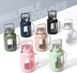 BLUEGO Water Bottle 64 oz Tumbler with Lid and Straw, Glass Water Bottle with Straw, Water Tumbler with Handle Half Gallon Water Jug Large Waterbottle for Daily Water Intake, BPA Free, Olive - Image 7