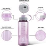 SHOKE 1 Liter Water Bottle, 32oz Wide Mouth Leakproof Large Sports Water Bottles with Handle, Gym Space Cup For Fitness Yoga Workouts Hiking for Women - Image 3