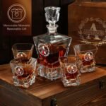 Personalized Whiskey Decanter and Glasses Set - Customized in USA Gift for Him - Men, Dad, Father, Brother, Son - Engraved 34 oz / 1000ml Rocks Whiskey Decanter, 4 Glasses in Premium Wooden Gift Box - Image 5