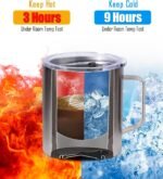 SUNWILL Insulated Coffee Mug with Lid, Travel Tumbler Reusable, 14 oz Stainless Steel Cup for Camping, Office, Home, Powder Coated Sakura - Image 4