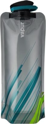 Vapur Collapsible Water Bottle With Carabiner, Compact Bottle Folds Flat For Hydration On The Go, Ideal for Traveling, Hiking or Camping, 34 Ounce, Grey & Teal, Pack of 2 - Image 4