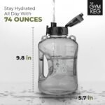 THE GYM KEG 74oz Half Gallon Water Bottle | Gym Bottle with Straw Lid, Carry Strap & Motivational Time Markings - Image 3