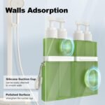 YOTIME 4in1 Travel Bottles Set, Vacuum Silicone Suction Cup for Smooth Walls, TSA Approved Leak Proof Travel Size Containers for Toiletries, Shampoo, Body Wash and Conditioner, Green - Image 3