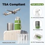 YOTIME 4in1 Travel Bottles Set, Vacuum Silicone Suction Cup for Smooth Walls, TSA Approved Leak Proof Travel Size Containers for Toiletries, Shampoo, Body Wash and Conditioner, Green - Image 4