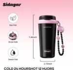 16 oz Travel Coffee Mug Spill Proof Leak Proof, Stainless Steel Thermal Coffee Cup with Lid, Resuable Ceramic Lined Tumbler for Office, Commute, Yoga Drinks Flask for Women - Berry Black - Image 4