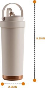 26oz Water Bottle Ceramic Coated Multi-Use Tumbler - 3-in-1 Drinking Modes, Thermal Insulation, Silicone Strap, Portable Travel Mug (off-white) - Image 3