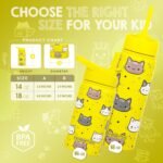 14 OZ Kids Water Bottle with Straw & 2 Lids (Flip & Spout) Leak Proof Metal Insulated Stainless Steel Reusable Tumbler for School & Sports Water Bottle - Yellow (Cat) - Image 4