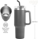 OGGI 40 oz Tumbler with Handle, Straw & Lid - Big Water Bottle, Travel Coffee Mug, Stainless Steel Vacuum Insulated Thermal Cup for Hot Cold Beverages, Cold for 24Hrs & Hot for 12Hrs - Gray - Image 5