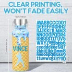 1 Set 17 oz Ice Cream Drip Baseball Water Bottle with Blue Letter Number Sticker, Christmas Stainless Steel Water Cup with Leakproof Lid for Youth DIY Sport Gym Baseball Team Gift - Image 3