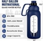 Aqulea Glass Water Bottles - 64 Oz Big Bottle with Straw, Pregnancy Tracker, Leakproof Gym Bottle with Sleeve, Water Jug with Time Marker - Image 3