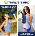 Aqulea Glass Water Bottles - 64 Oz Big Bottle with Straw, Pregnancy Tracker, Leakproof Gym Bottle with Sleeve, Water Jug with Time Marker - Image 4