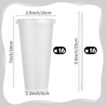 Hxezoc 16 Pieces Reusable Cups with Lids and Straws, 24 oz Glitter Plastic Tumbler Iced Coffee Cups Travel Mug Cup for Birthday Party, Smoothie Juices Beach Party, Bachelor Party (Clear) - Image 3