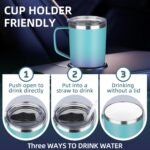 20 oz Insulated Coffee Mug with Ceramic Coating, Stainless Steel Travel Mug Tumbler with Handle Lid and Straw, Double Wall Leak-Proof Coffee Travel Mug Keeps Drink Hot and Cold (Azure Purple) - Image 6