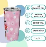 Pink 20 Oz Stainless Steel Tumbler Leak Proof Tumbler with Straw and Lid, Travel Coffee Mug for Home Outdoor, Thermal Cups for Hot and Cold Drinks - Image 4