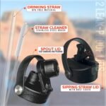 Stars and Stripes National Parks Water Bottle with Stickers | 32 Oz Insulated Wide Mouth Stainless Steel Bottle | 2 Lids (Straw & Spout) | BPA-Free and Leak-Proof | Gift-Ready Box [Black] - Image 5