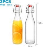 2 Pack Swing Top Glass Bottles 16oz, Flip Top Glass Bottle with Airtight Lid for Fermentation, Kombucha, Mead, Vanilla Extract, Coquito, Vinegar, Beer, Kefir, Wine, Soda, Juice, Oil for Home Brewing - Image 3
