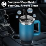 Insulated Tumbler with Straw and Spout Lid - 40 oz Water Bottle w/Handle, Dustproof Cover, Protective Boot, Spill-proof Stainless Steel Hydro Travel Cup Fit Car Cupholder, Coffee Mug - Image 4