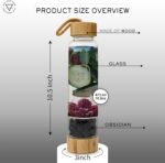 Vie Healing Gem Infused Obsidian Crystal Water Bottle, 16oz | Crystal Glass Bottle for Mindful Hydration, Daily Balance & Style | Eco Friendly Reusable Water Bottle for Home, Office, Gym & Travel - Image 3