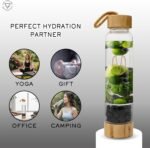 Vie Healing Gem Infused Obsidian Crystal Water Bottle, 16oz | Crystal Glass Bottle for Mindful Hydration, Daily Balance & Style | Eco Friendly Reusable Water Bottle for Home, Office, Gym & Travel - Image 4