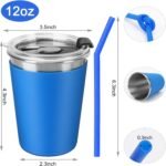 Kids Cups with Lids and Straws, 12oz Kids Tumblers with Straws and Lids Spill Proof Cups for Kid Stainless Steel Sippy Cup for School, Outdoor, 5 Pack - Image 4