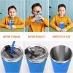 Kids Cups with Lids and Straws, 12oz Kids Tumblers with Straws and Lids Spill Proof Cups for Kid Stainless Steel Sippy Cup for School, Outdoor, 5 Pack - Image 7
