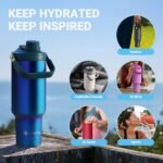 50 oz Insulated Tumbler, Double Wall Vacuum Stainless Steel Cup with Handle and Spout Lid, For Cold/Hot Drinks, Coffee Travel Mug for Car Holder/Home/Office/Party/Camping (Lilac-1 Pack) - Image 8