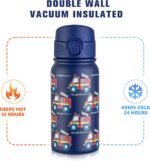 GOPPUS 12 oz Kids Water Bottle - Stainless Steel Insulated Water Bottle, BPA Free, Odorless, Durable and Reusable for School, Sports and Outdoor Activities(Blue fire truck) - Image 4