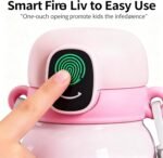 Kids Fingerprint-Lock Insulated Water Bottle – 470ml/19oz, BPA-Free 316 Stainless Steel, Smart Fingerprint Unlock, Leak-Proof Straw Lid, 12–24Hr Hot/Cold, Long-Lasting Battery for School - Image 3