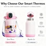 Kids Fingerprint-Lock Insulated Water Bottle – 470ml/19oz, BPA-Free 316 Stainless Steel, Smart Fingerprint Unlock, Leak-Proof Straw Lid, 12–24Hr Hot/Cold, Long-Lasting Battery for School - Image 5