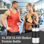 Small Glass Shaker Bottle, 4 Pack 16oz BPA Free Odorless Shaker Bottle with 304SS Mixing Ball and Removable Cleaning Brush for Fitness & Protein Shakes(Black-4Pack) - Image 7