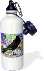 3dRose "Crow In An Abstract Pattern by Angelandspot Sports" Water Bottle, 21 oz, Natural - Image 3