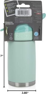 Nuby Thirsty Kids No Spill Flip-It Reflex Stainless Steel Travel Cup or Water Bottle - 10 Oz - 18+ Months - Aqua Mint - Back to School Essentials - Image 12