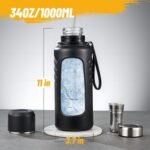 34 oz Travel Water Bottle, Anti-Slip and Anti-Scalding Sports Water Bottle, Waterbottle for Adults with Cup Brush Suitable for Outdoor Sports,Camping, Traveling - Image 6