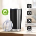 OMTech 20oz Tumblers Bulk, 12pc Stainless Steel Tumbler Set with Lid & Straw, Double Wall Vacuum Insulated Mug for Laser Engraver, Travel Coffee Mug for Hot & Cold Drinks, Black Powder Coated Cup - Image 3
