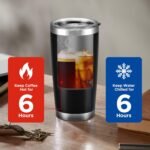 OMTech 20oz Tumblers Bulk, 12pc Stainless Steel Tumbler Set with Lid & Straw, Double Wall Vacuum Insulated Mug for Laser Engraver, Travel Coffee Mug for Hot & Cold Drinks, Black Powder Coated Cup - Image 4