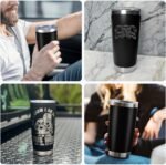 OMTech 20oz Tumblers Bulk, 12pc Stainless Steel Tumbler Set with Lid & Straw, Double Wall Vacuum Insulated Mug for Laser Engraver, Travel Coffee Mug for Hot & Cold Drinks, Black Powder Coated Cup - Image 6